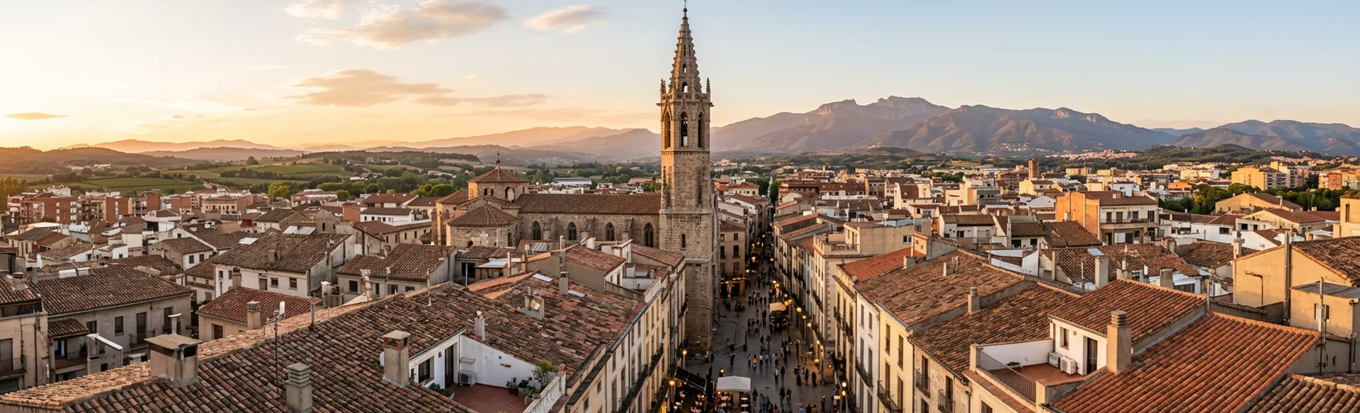 Vista panorámica de Granollers con el Montseny al fondo