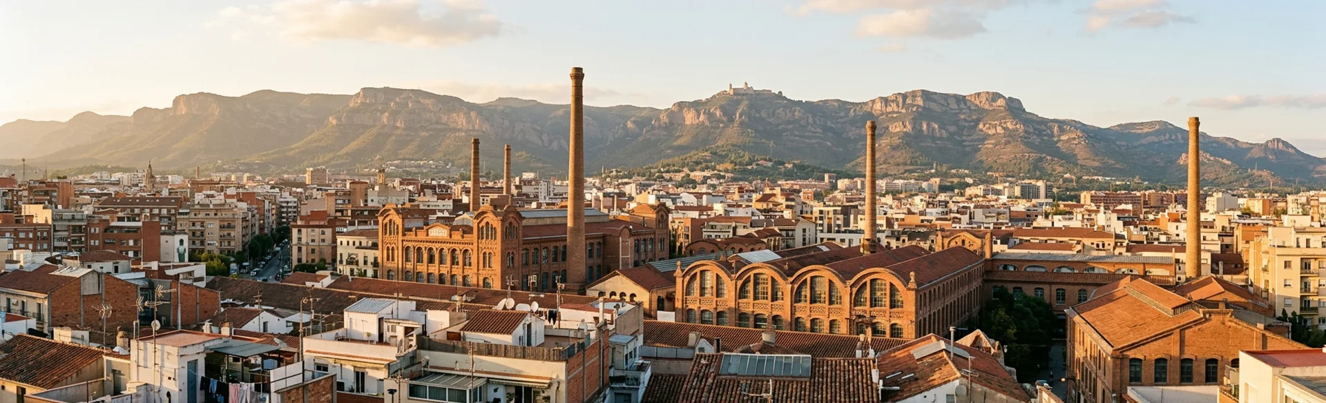 pantallas-led-terrassa Vista panorámica de Terrassa con su patrimonio modernista industrial